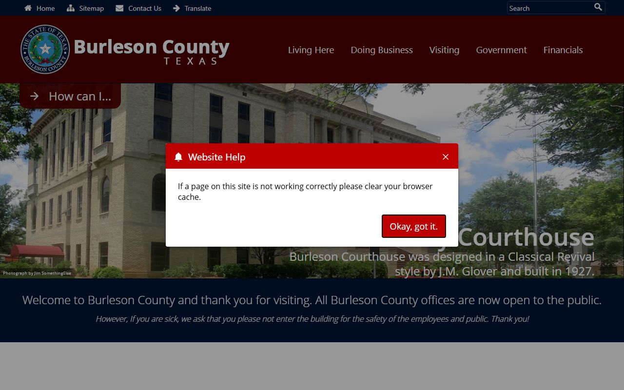 Burleson County official website criminal records