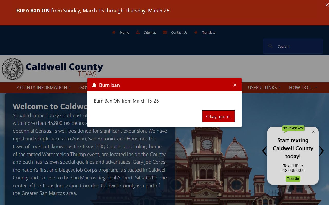 Caldwell County official website criminal records