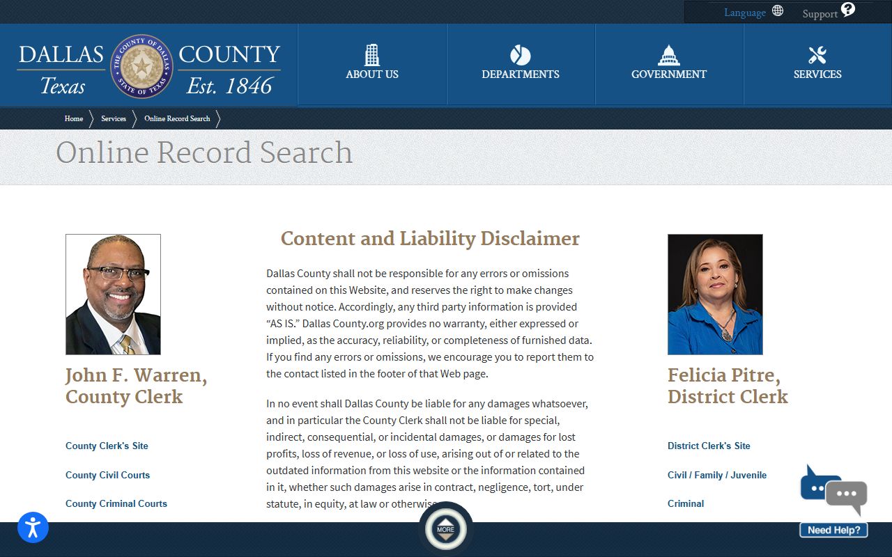Dallas County record search portal