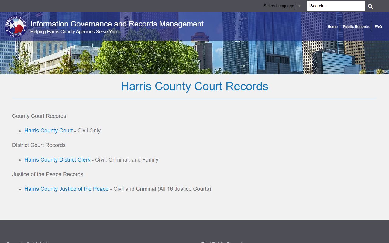 Harris County criminal records court portal