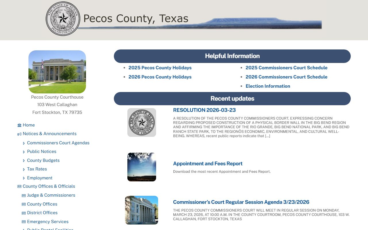 Pecos County official website criminal records