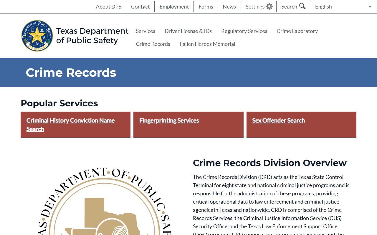 Texas DPS Crime Records Division - Texas Criminal Records