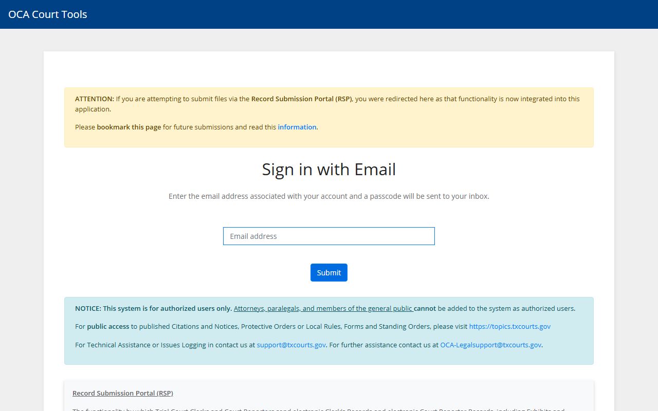 OCA Court Tools - Texas Criminal Records