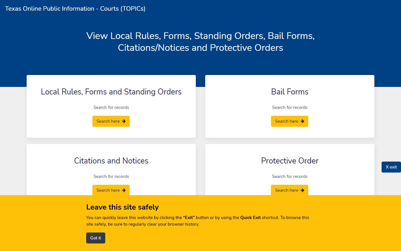 TOPICs Portal - Texas Criminal Records
