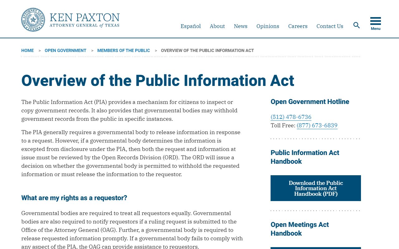 Texas AG Public Information Act - Texas Criminal Records