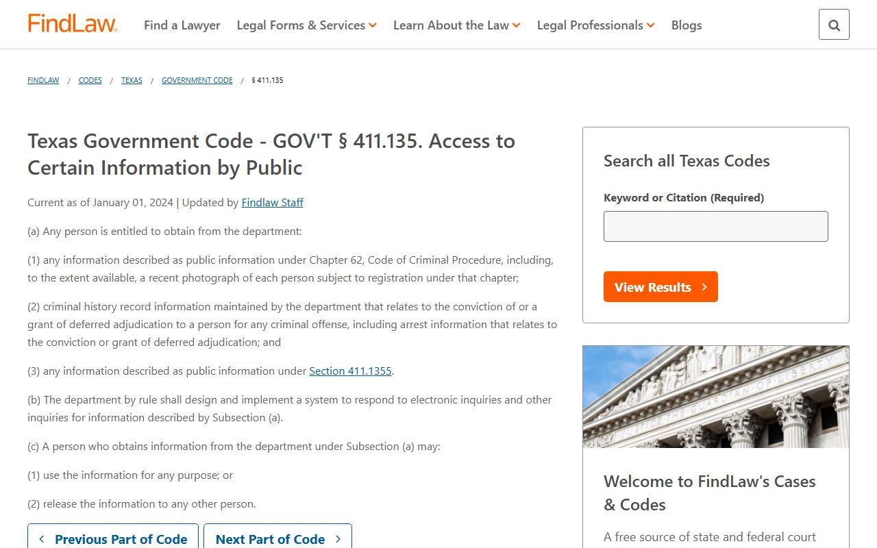 Texas Government Code Section 411.135 - Texas Criminal Records